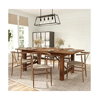 Merrick Lane Staci Stack Dining Chair With Wishbone Style Design, Solid Wood Frame, Woven Kraft Paper Rope Seat
