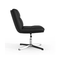 Merrick Lane Biel Mid-Back Height-Adjustable Stationary Armless Swivel Office Chair - Padded Upholstered Back And Seat, Strong Frame