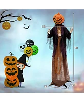 Skonyon 5.6 Feet Halloween Animated Standing Pumpkin Scarecrow