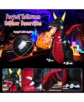 Skonyon 8 Feet Halloween Inflatable Fire Dragon Decoration with Led Lights