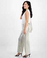 Ak Anne Klein Petite Pull-On Wide-Leg Sparkle Pants