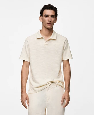 Mango Men's Textured Knit Polo Shirt