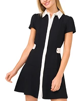 CeCe Women's Tab-Waist Fit & Flare Shirtdress