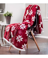 Chanasya Premium Gold Fox Print Fleece Throw Blanket - Cozy and Warm, Cute Design, Super Soft, Plush Fluffy Sherpa