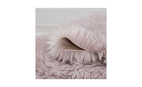 Chanasya Premium Super Soft Faux LongFur Suede Sheepskin for Sofa Couch Stool Vanity Chair Cover Luxurious Fluffy Rug Dusty Pink Solid Shaggy Area