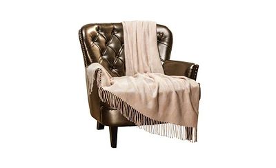 Chanasya Premium Pleated Solid Plaid Acrylic Throw Blanket With Tassels