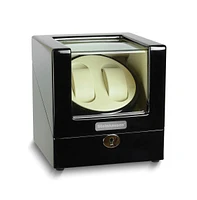 Diamond2Deal Steinhausen High Gloss Onyx Finish Lined Locking Dual Watch Winder