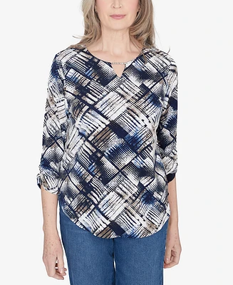 Alfred Dunner Petite Classics Abstract Textured Patchwork Top