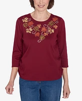 Alfred Dunner Petite Classics Falling Leaves with Drawstring Closure Top