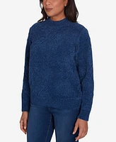 Alfred Dunner Petite Classics Chenille Diamond Turtleneck Sweater