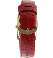 Peugeot Women's Tank Watch Roman Dial Red Leather Strap