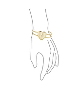 Bling Jewelry Initials Friendship Love Split Heart Wide Bracelets Bangle Cuff Bracelet For Women ForYellow Gold Tone Metal Hinge Opening