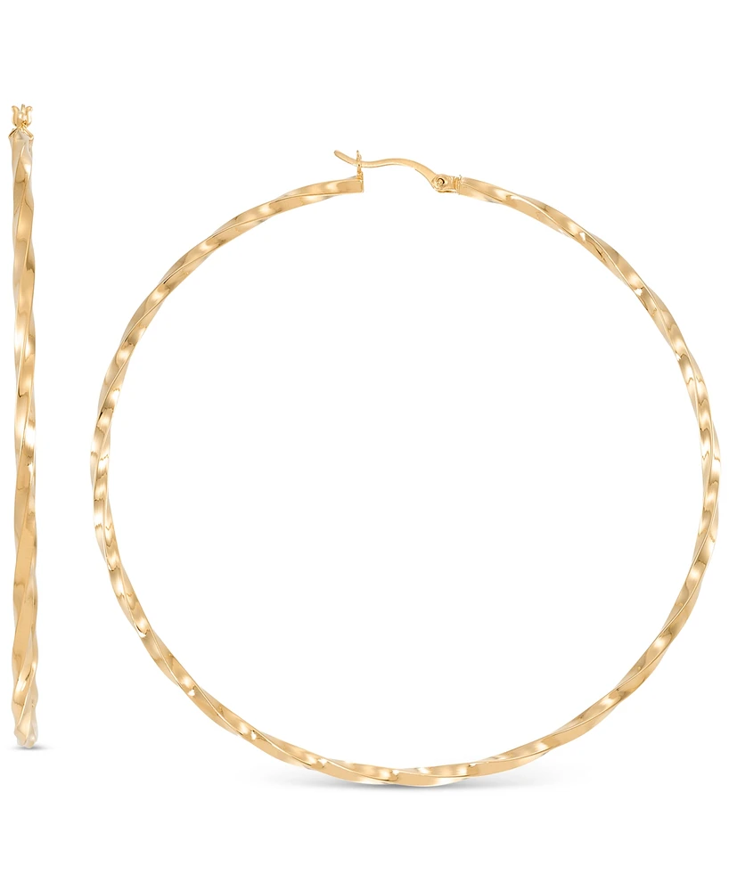 Twist Texture Extra-Large Hoop Earrings in 14k Gold-Plated Sterling Silver, 80mm