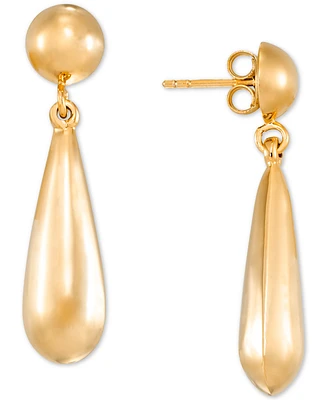 Polished Teardrop Drop Earrings in 14k Gold-Plated Sterling Silver