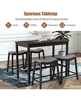 Sugift 5-Piece Dining Set with 4 Upholstered Stools