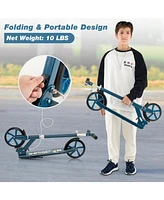 Skonyon Folding Aluminum Alloy Scooter with 3 Adjustable Heights-Blue