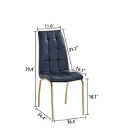 Streamdale Furniture Modern Lattice Design Leatherette Dining Chair with Gold Metal Legs Set of 4