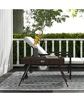 Hand Woven Rattan Side Table for Outdoor Use