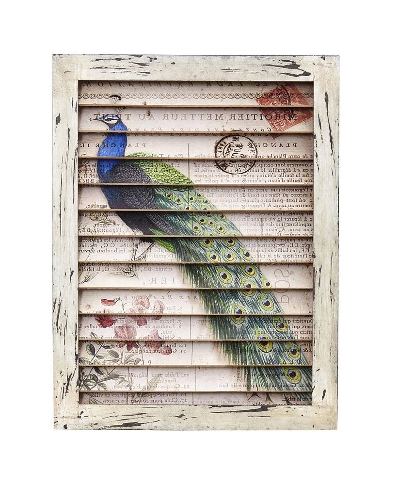 Slickblue Elegant Peacock Window Shutter Wall Decor for Timeless Home Style