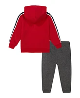 Nautica Toddler and Little Boys Striped Sleeve Fleece Hoodie Joggers Set