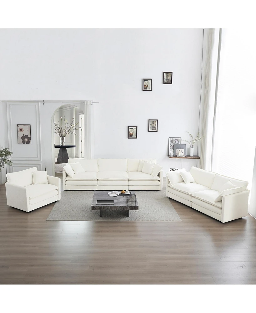 Streamdale Furniture 3-Piece Modern Sectional Sofa Set (White Chenille)