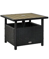 Streamdale Furniture Rattan Wicker Side Table with Umbrella Hole and Sandbag