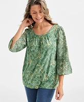 Style & Co Petite Scandi Mixed-Media Top, Created for Macy's