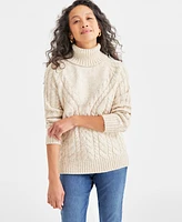 Style & Co Women's Lurex Cable-Knit Turtleneck Sweater, Created for Macy's