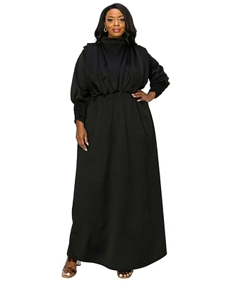 L I V D Plus Size Laufey Pleated Bodice Maxi Dress