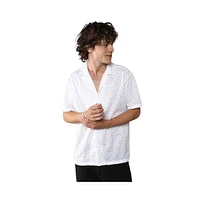 Campus Sutra Men's Chalk White Embroidered Circular Shirt