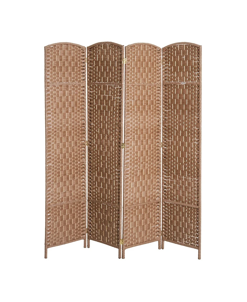 Streamdale Furniture 6' Tall Wicker Weave 4 Panel Room Divider Privacy Screen