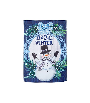 Evergreen Garden Flag Winter Snowman Suede Double Sided Indoor Outdoor Decor 18" x 12.5"