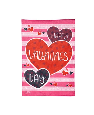 Evergreen Happy Valentine's Day Hearts Burlap Garden Flag