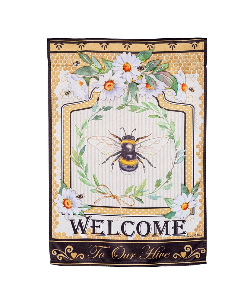 Evergreen Humble Bee Suede Garden Flag