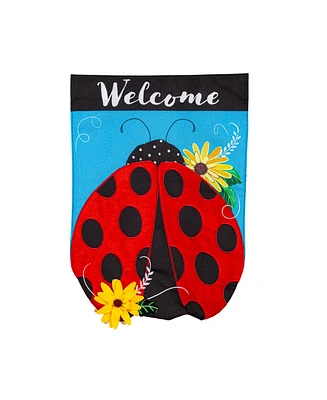 Evergreen Ladybug Welcome Linen Garden Flag