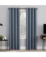 Cayden Grid Texture Draft Shield Fleece Insulated 100% Blackout Grommet Curtain Panel