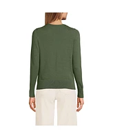 Lands' End Women's Petite Fine Gauge Cotton Cardigan Sweater