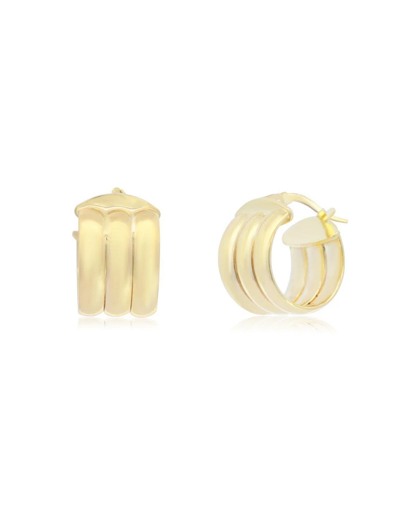 The Lovery Mini Triple Huggie Hoop Earrings 14K Gold