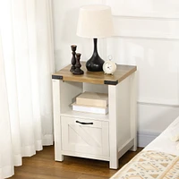 Streamdale Furniture Farmhouse Side Table with Storage for Living Room White