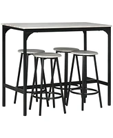 Simplie Fun 5-Piece Rustic Counter Height Table Set with Bar Stools