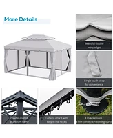 10' x 13' Patio Gazebo Shelter with Netting and Curtains