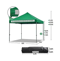 Yaheetech 10x10 Ft Pop Up Canopy Tent, Dark Green