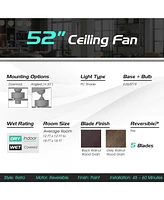 Skonyon 52 Inch Ceiling Fan with 3 Wind Speeds and 5 Reversible Blades-Black
