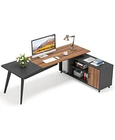 Tribesigns L-Shaped Computer Desk with File Cabinet, 78.74 Inch Large Executive Office Desk with Shelves