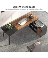 Tribesigns L-Shaped Computer Desk with File Cabinet, 78.74 Inch Large Executive Office Desk with Shelves