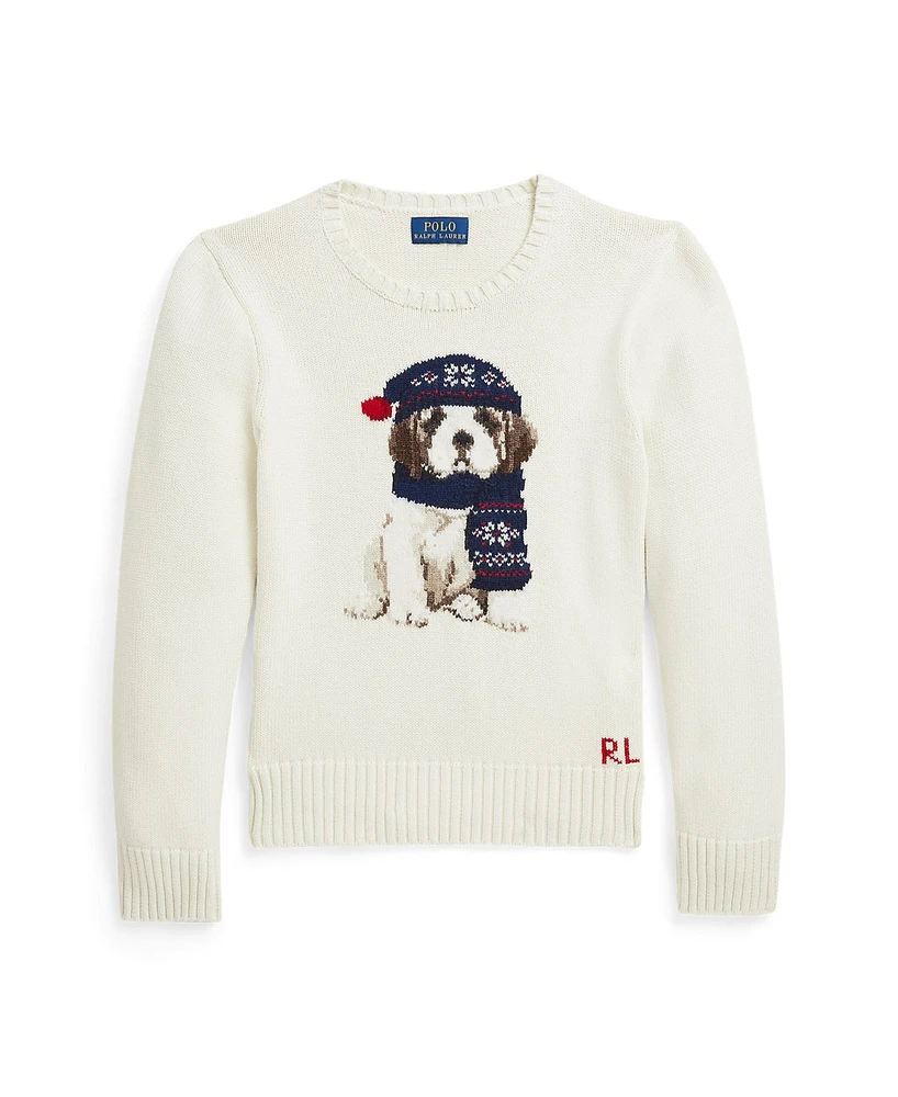 Polo Ralph Lauren Big Girls Dog Crewneck Sweatshirt