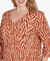 Hearts Of Palm Plus Spice It Up Printed 3/4 Sleeve Top