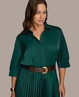 Donna Karan New York Plus Belted Pleated Midi Dress