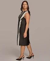 Donna Karan New York Plus Printed Cap-Sleeve Midi Dress