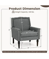 Skonyon Mid-century Modern Armchair Linen Fabric Upholstered Accent Chair with Cushion-Gray